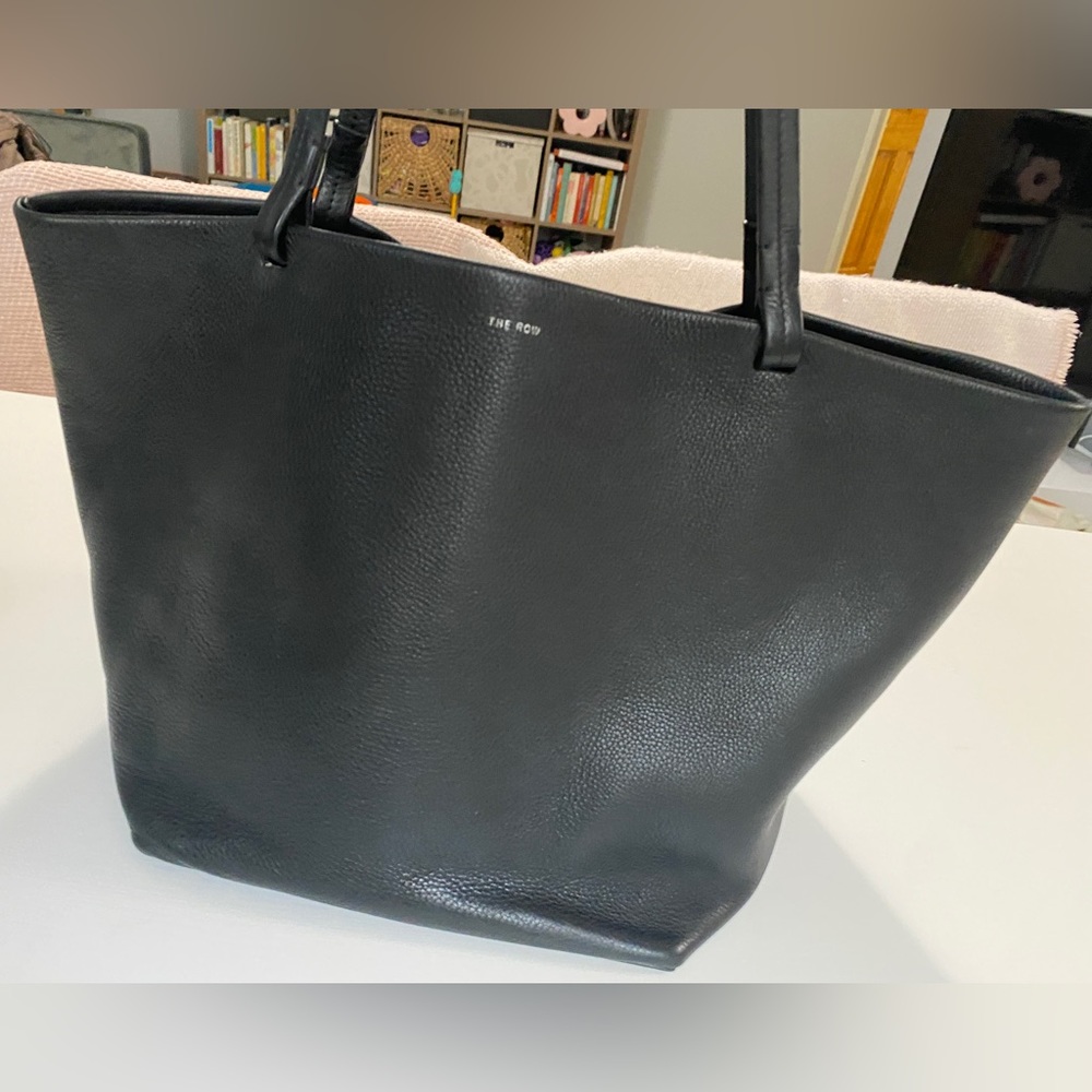 The Row Park Tote Three Bag in Leather, lightly used, black leather